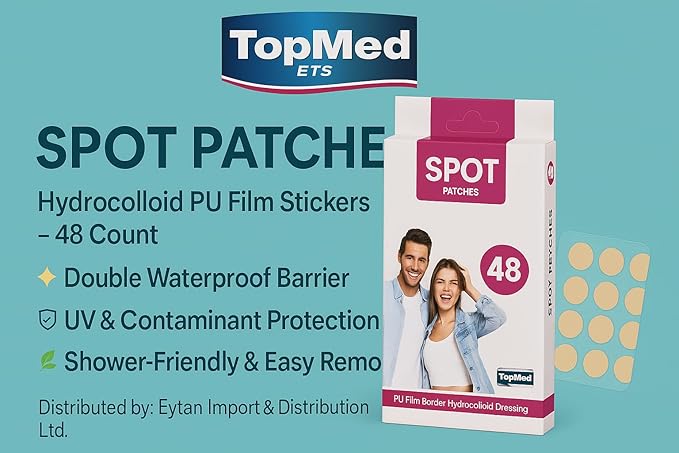TOPMED Spot Patches PU film Border Hydrocolloid Patch for Covering Zits Acne Pimple Spot Stickers for Face 48 Count