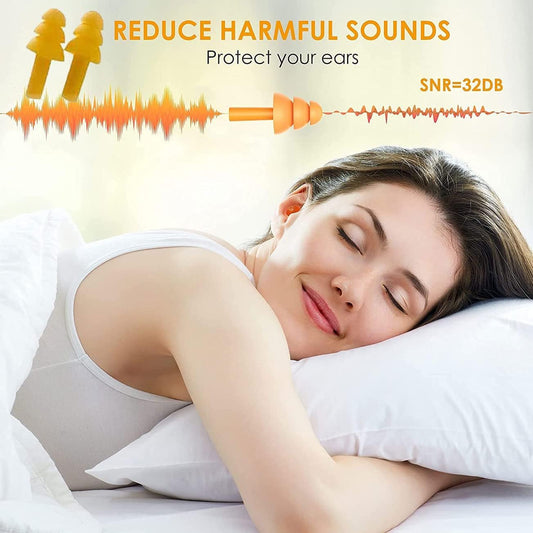 Earplugs for Sleeping Noise Cancelling Reusable Silicone Ear Plugs Suitable for Swimming Travel Snoring Airplanes Study Work Noisy Places(8Pairs)