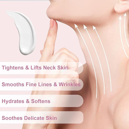 Neck Firming Cream with Gua Sha Tool, Neck Tightening Cream for Crepey Skin, Moisturizing and Lifting Neck Cream for Fine Lines and Sagging Skin 50g