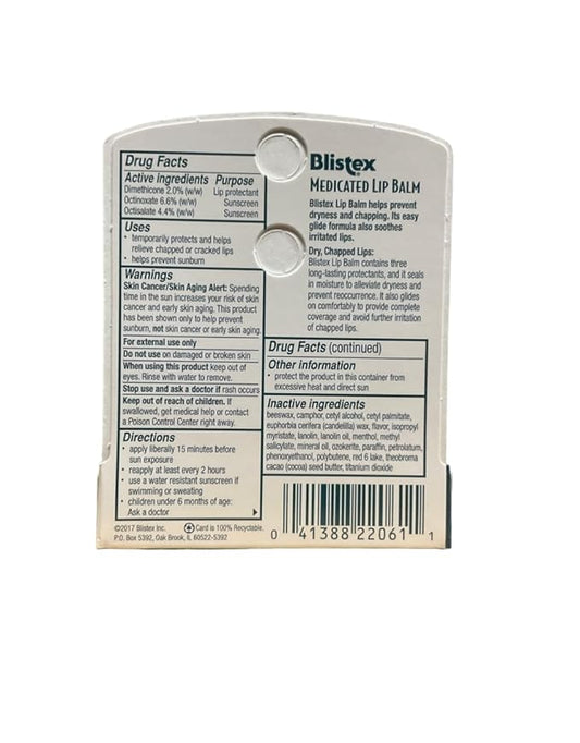 Blistex Medicated Lip Balm with SPF 15 for Dryness, Chapping and Soothes Irritated Lips,0.15 Ounce (Pack of 8)