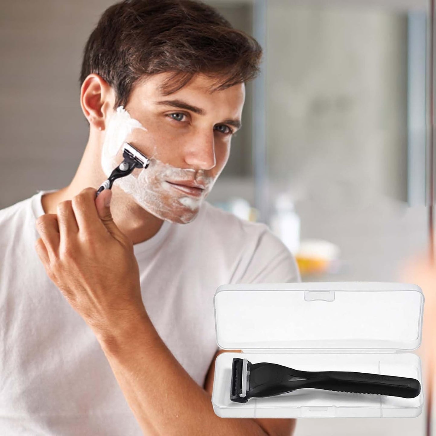 Manual Razor Travel Case - 3 Pack Transparent Shaver Storage Box, Portable Razor Holder & Protector Case, Universal Travel Men Manual Shaver Organizer for Men Razors And Blade Refills Kit