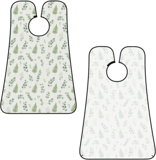 No-Slip Shaving Bib, Beard Grooming Apron with Strong Suction Cups, Watercolor Sage Green Leaf