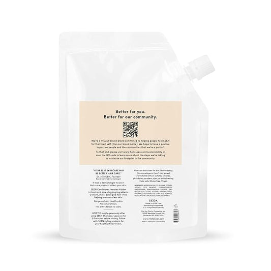 SEEN Conditioner Eco-Refill - Scented- Non-Comedogenic & Sulfate-Free Hair Conditioner- Dermatologist-Developed -Safe for Sensitive & Acne Prone Skin