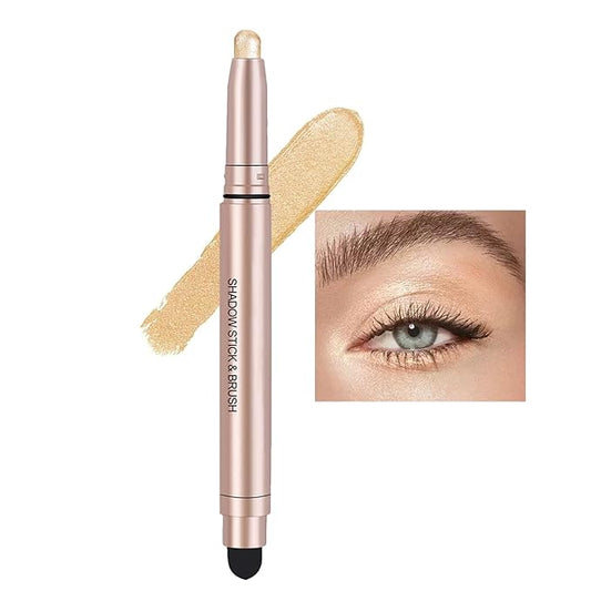 Gold Eyeshadow Stick, Shimmer Cream Single Eyeshadow Pencil, High Pigmented Eye Shadow Brightener Stick, Hypoallergenic Waterproof Long Lasting Highlighter stick Create Multi-Dimensional Eyes Look 02#