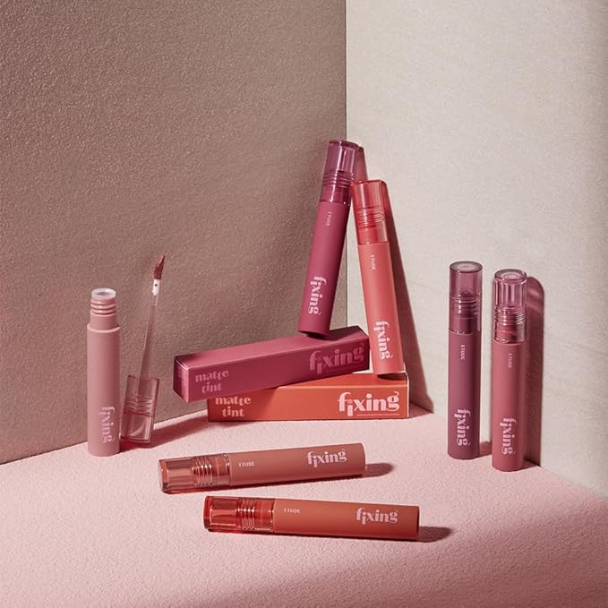 ETUDE Fixing Tint #03 Mellow Peach (4g) | Long Lasting High Pigmented Liquid Lipstick | Waterproof Lightweight Matte Finish Lip Stain | Full Coverage | Korean Makeup, Kbeauty