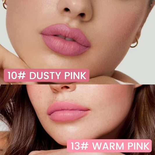 2Pcs Longwear Liquid Lip Liner Stain Marker Pen Set Long Lasting Waterproof, Dusty Warm Pink Matte Semi Permanent 24 Hour Lip Liner and Lipstick Combo, Color Stay Lipliner All Day, Lips Stain peel off