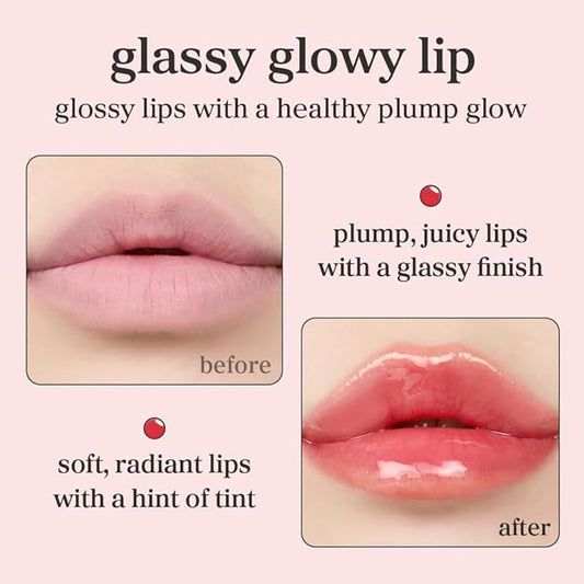 NOONI Korean Lip Oil - Appleberry | Long-Lasting, Moisturizing, Plumping, Revitalizing for Dry Lips, Waterproof, No Peel Off, Hydrating, Nourishing Crystal Clear, 0.12 FL Oz