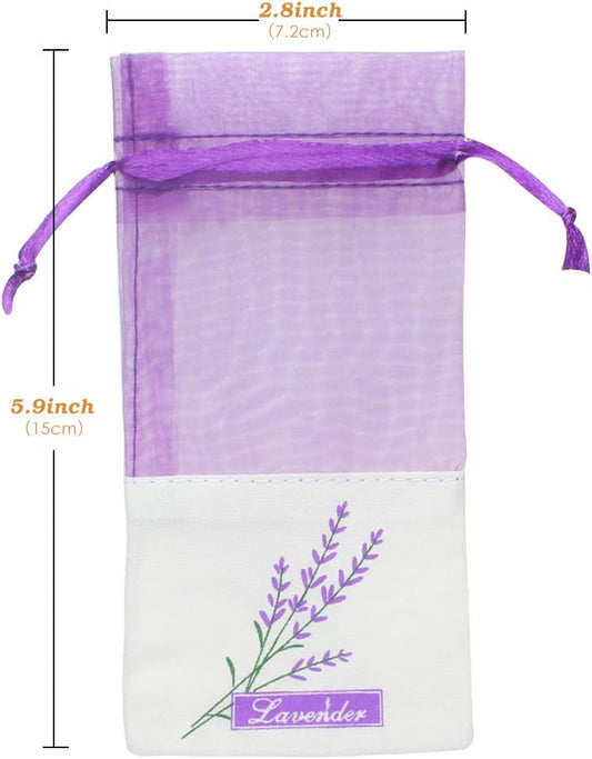 Sachet Empty Bags Linen Fabric Bags Organza Gauze Bags for Lavender, Spice and Herbs (12pcs Purple Drawstring Bag)