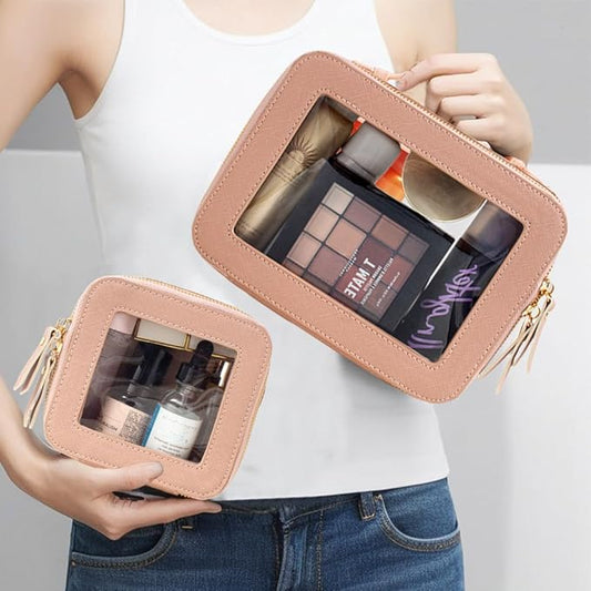 Clear Makeup Bag Small, TSA Approved Portable Toiletry Bag with Zipper Cosmetic Travel Bag Makeup Organizer Case Mini Makeup Pouch for Purse Car Organizer Bag for Women Men