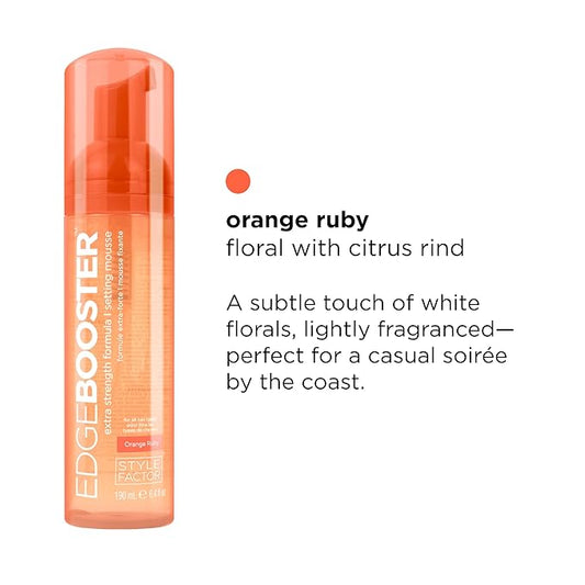 Style Factor EDGE BOOSTER Extra Strength Setting Mousse – Frizz Control, Extra Volume, and Conditioning – 6.4oz Orange Ruby Mousse for Curly Hair