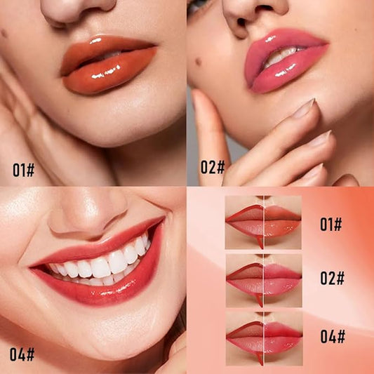 3Pcs Peel Off Lip Gloss Tattoo and Lip Oil, Lip Stain Peel Off Masque - Peel Off Lip Tint ,Long Lasting Waterproof Transfer-proof Lip Mask Lip Gloss Peel Off Lip Liner,Stay Lip Makeup 01#+02#+04#