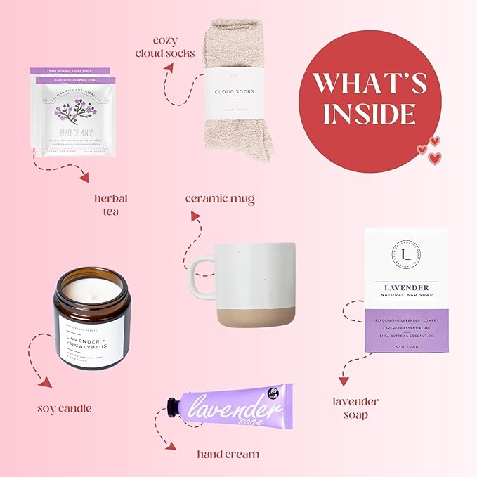 Birthday Gifts For Women, Care Package For Her, Thinking Of You, Sympathy, Birthday Gift, Self-care Relaxation Gift, Get Well Soon Gift, Spa Gift Basket ("Happy Birthday" Card)
