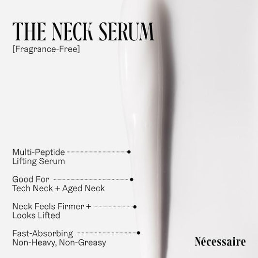 Nécessaire The Neck Serum. Fragrance-Free. 5 Peptides for Tech + Aged Neck. Skin Feels Firm, Looks Lifted. Hypoallergenic. Dermatologist-Tested. 50 ml