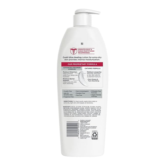 Curel Ultra Healing Intensive Fragrance-Free Lotion For Extra-Dry Skin, Dermatologist Recommended, Ideal for Sensitive Skin, Cruelty Free, Paraben Free, 20 Oz
