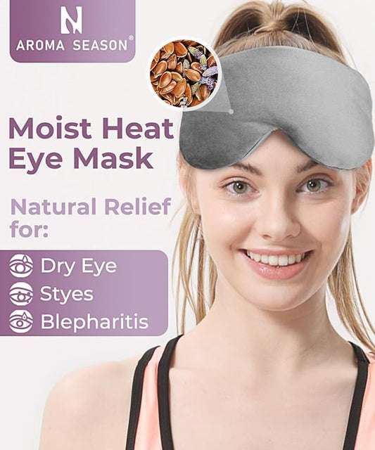 Aroma Season Weighted Eye Mask, Warm Eye Compress for Dry Eyes, Moist Heat Lavender Eye Mask, Microwave Eye Mask for Stye, Belpharitis, MGD (Gray)