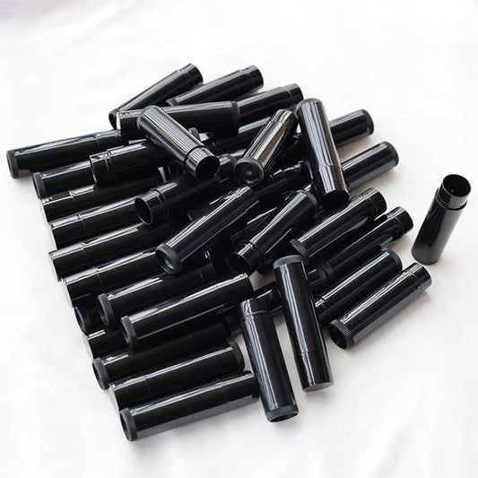 50 Lip Balm Container Kit with Filling Tray and Spatula, Round Tube Refillable Empty Tube 3 Colors, 0.15 oz, BPA Free, for DIY Homemade Lipstick Lipstick (50 black kits,)