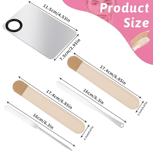Makeup Mixing Palette, 5 Piece Set Makeup Palette Tray, Foundation Mixing Palette with Stir Stick, Spatula for Foundation Eye Shadow Lipsticks