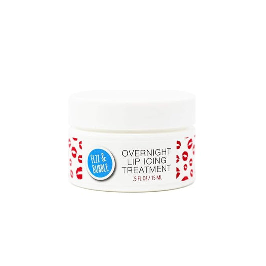 Fizz & Bubble Overnight Lip Icing Treatment with Vitamin E, Shea Butter, Hyaluronic Acid, Beeswax & More - Coconut & Peach - 0.5 Fl Oz