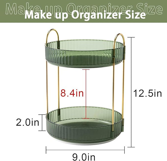 Rotating Makeup Organizer for Vanity, High-Capacity Skincare Clear Make Up Storage Perfume Organizers Cosmetic Dresser Organizer Countertop 360 Spinning (Purple, 3 Tier)