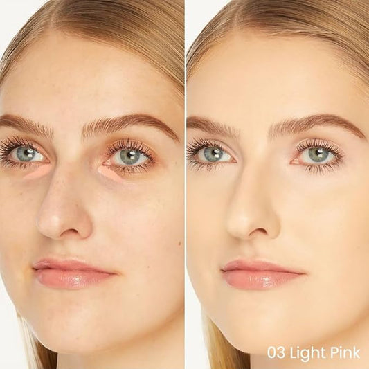 Kaely 2Pcs PROFESSIONAL MAKEUP Correcting Concealer Stick,Medium Coverage Concealer Crayon,under Eye Brightener Concealer for Dark Circles,corrector de ojeras,Lightweight,Vegan,03 LIGHT PINK