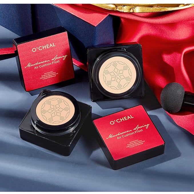 GL-Turelifes Mushroom Head Air Cushion CC Cream Foundation Water Feeling Flawless BB Cream Moisturizing Oil Control,lightweight & Smoothing Natural Face Concealer (H-01 Ivory, 0.53 Oz)