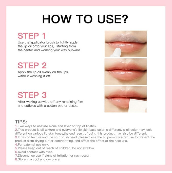 MAEPEOR Glowing Lip Oil 7 Colors Hydrating Lip Balm Nourishing Lip Care Lip Treatment Glossy Finish Non-sticky Moisturizing Lip Balm (02 Clear)