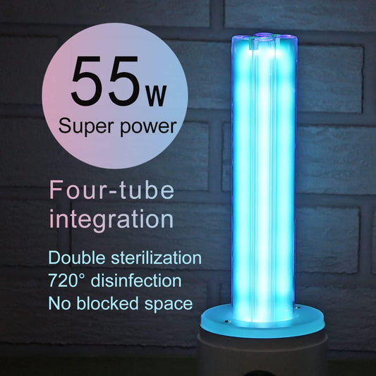 UV Light Sanitizer, 55w 254nm UVC Lamp for Room Surface Disinfection up to 750 sqft, Home/School/Hotel/Travel, Kills Bacteria/Molds/Dust Mites, 1Y warranty (Pink With Ozone)