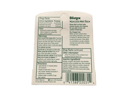 Blistex Medicated Lip Balm, SPF 15, Value Pack, Original 0.15 oz (Pack of 4)