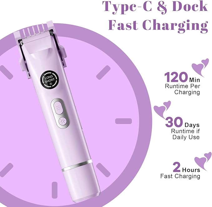4-in-1 Waterproof Bikini Hair & Body Hair Trimmer - Rechargeable Shaver - IP7-compact for Travel, Cordless Use