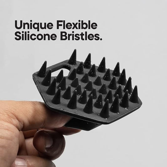 TOOLETRIES Beard Scrubber - Silicone Beard Brush & Exfoliator for Men, Deep Cleans & Unclogs Pores, Ergonomic Handle Design, Removes Beardruff - Charcoal