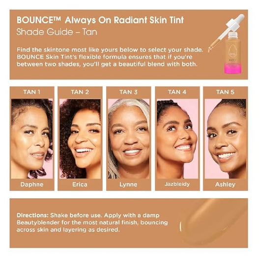 Beautyblender 12-Hour Always on Radiant Skin Tint, Breathable Serum Foundation Stays Put for All Day Long Wear, Infused with Hyaluronic Acid & Niacinamide, Tan 2