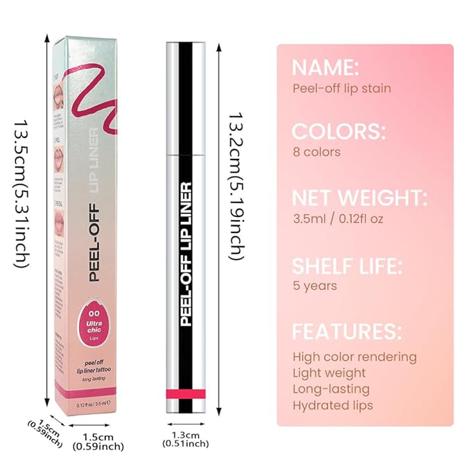 Matte Liquid Lip Stain Peel Off Lip Liner Tattoo - Delicate Pink, Waterproof Smudge-Proof Lip Gloss, Long-Lasting Non-Stick Cup Formula, Natural Peel Off Design for All Skin Types, #00