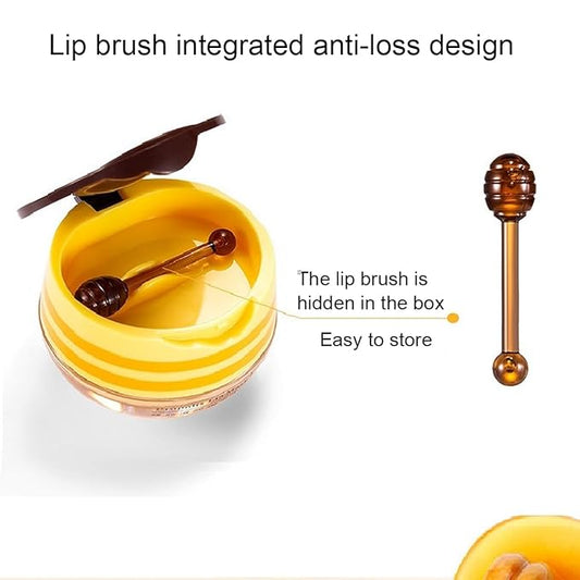 4 PCS Bee Lip Balm Honey Pot,Honey Lip Mask,Honey Propolis Lip Mask Moisturizing Moisture Nourishing Dry & Chapped Lips,Lip Care and Reduces Lip Lines,Lip Exfoliating