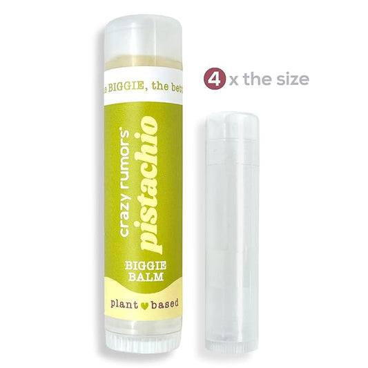 Crazy Rumors Biggie Pistachio Flavored All Natural, Plant Based Lip Balm to Moisturize and Nourish your Lips - Pistachio tube 0.6 oz (4x Larger than standard 0.15 oz lip balm)