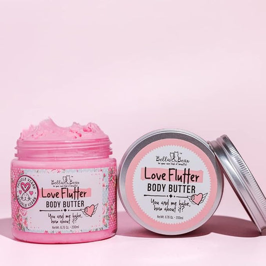 Bella and Bear Love Flutter Body Butter, Hydrating Formula, Soften & Prevent Scars, Stretch Mark Cream, 6.7oz x 12 Bulk