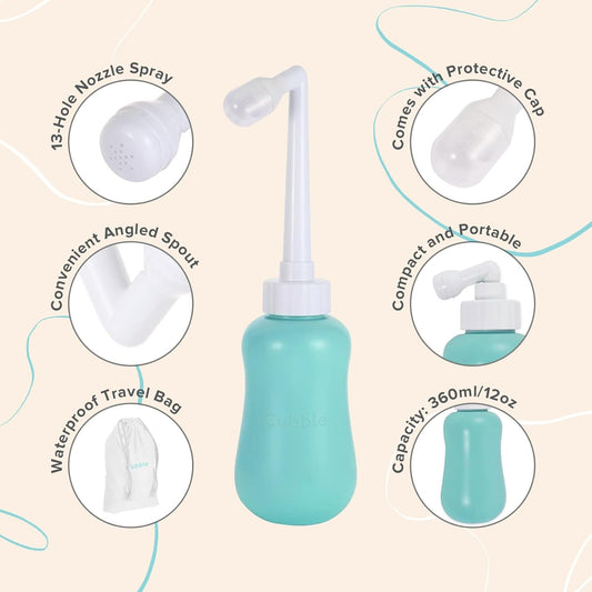 Peri Bottle for Postpartum Care, Portable Bidet, Perineal Recovery, Feminine Hygiene Care, Spray Bottle for Toilet Use 360ml/12oz (Teal)