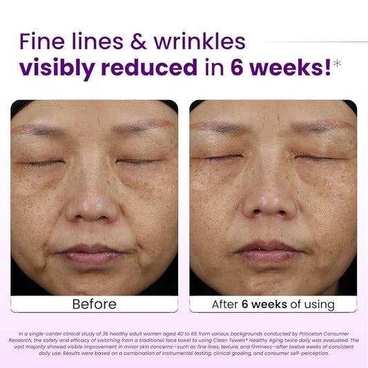 Clean Skin Club Clean Towels XL Healthy Aging™, Smooths Fine Lines Wrinkles & Texture In 6 Weeks, Treated for Extra Softness, Disposable Face Towels, Anti Aging Makeup Remover Dry Wipe (50 Ct, 1 Pack)