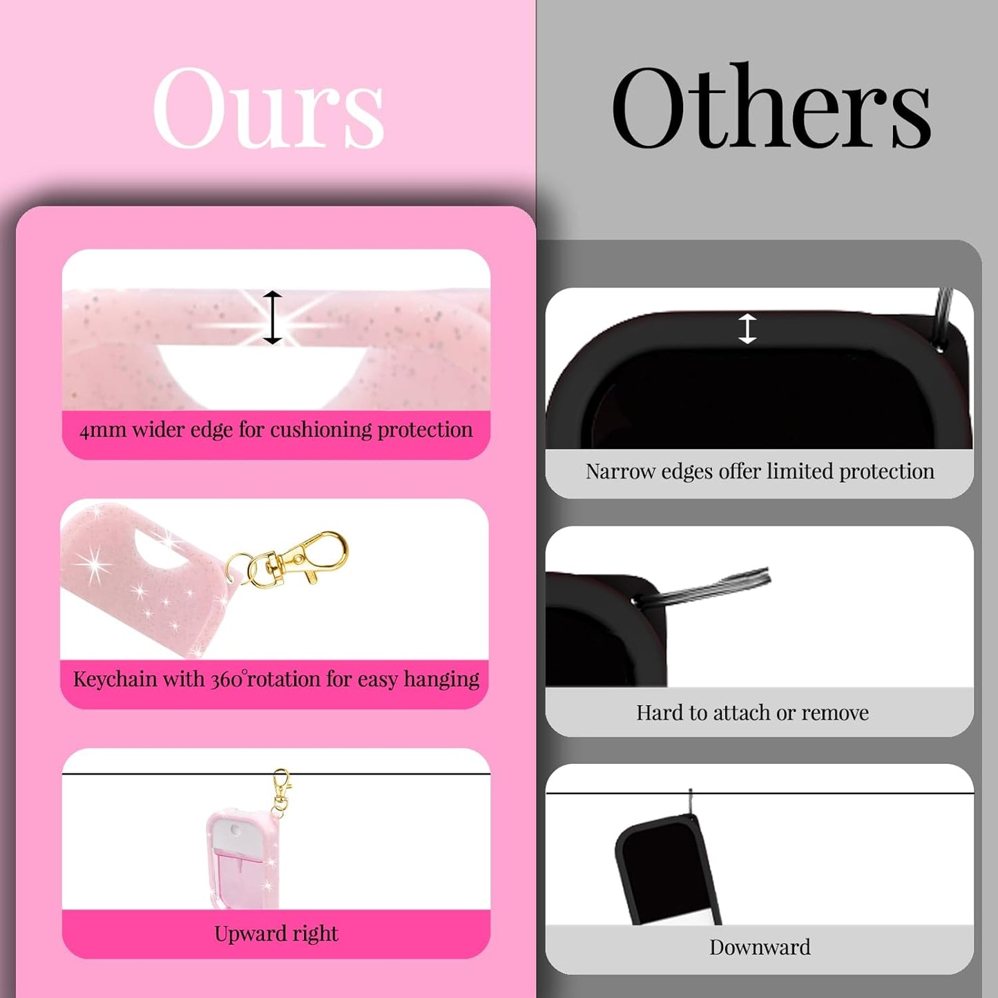 VANEST Silicone Case Compatible with Touchland Hand Sanitizer Spray, Protective Case with Keychain for Spray 1 fl oz