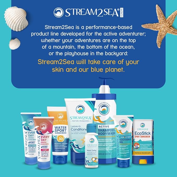 SPF 45 Every Day Active Mineral Sunscreen | 2.5 Fl Oz Biodegradable & Reef Safe Sunscreen for Face & Body | Non-Greasy, Lightweight & Sheer Mineral Protection Against UVA & UVB by Stream2Sea