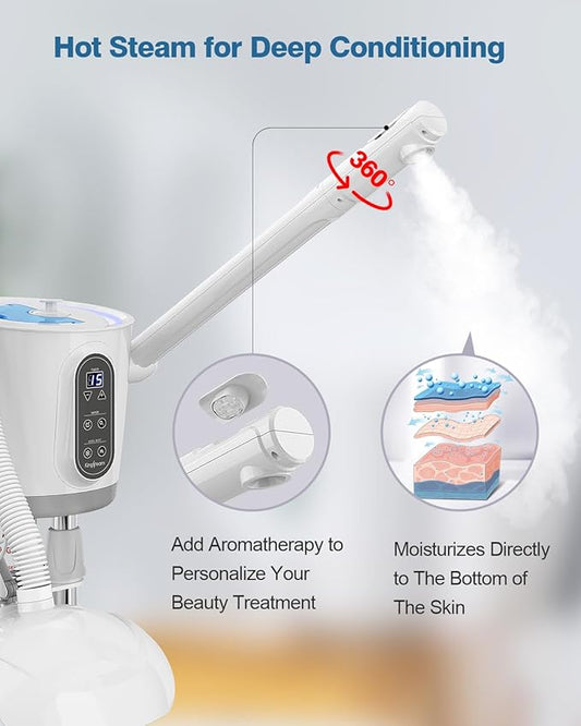Kingsteam Professional Hot and Cold Facial Steamer,Nano Water Mist, Large Capacity Steam, 30 Min Timer, Deep Cleansing, Designed for Beauty Salon, Skin Clinic, Professional Salon, Home