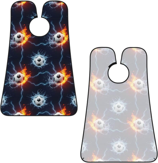 Adjustable Beard Catcher Apron, Water and Fire Soccer Ball Shave Bib, Non-Stick Waterproof Grooming Bib, Shaving Essential for Men Dad Christmas