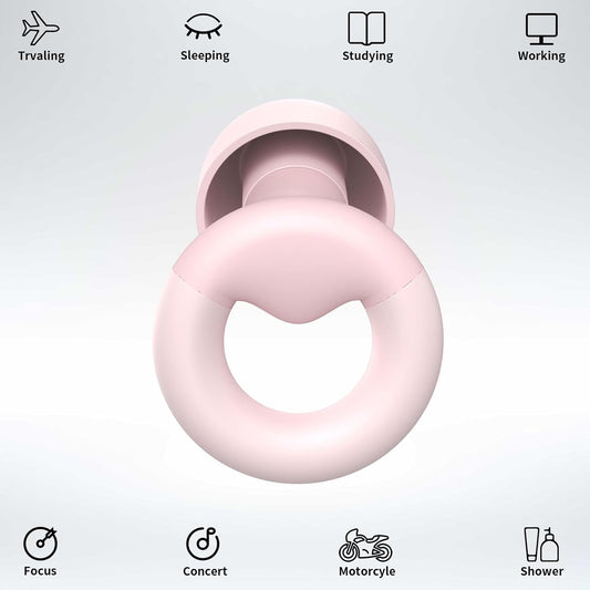 Ear Plugs for Sleeping, 2 Pairs of Reusable Earplugs for Noise Reduction 25dB-30dB with 8 Ear Tips, Soft Hearing Protection Ear Plugs for Concert,Noise Sensitivity, Study & Work