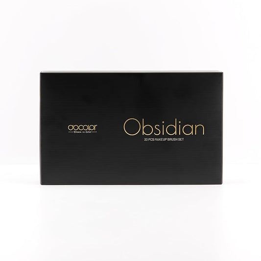 Docolor Makeup Brushes Set Professional 30Pcs Obsidian Makeup Brushes Premium Synthetic Powder Kabuki Foundation Contour Blush Concealer Eye Shadow Blending Eyeliner Crease Eyebrow Make Up Brush Kit