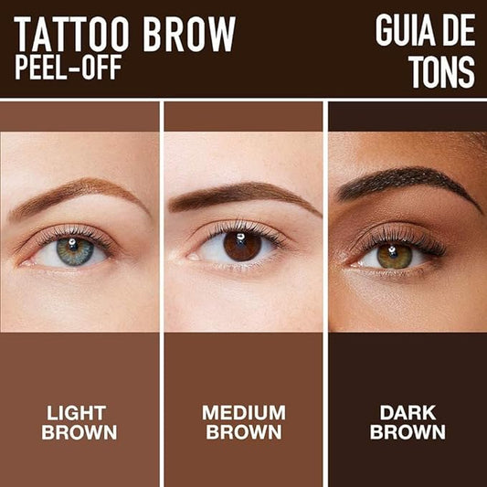 Tattoo Eyebrow Gel Easy Peel Off, Peel Off Eyebrow Tint, Easy Peel off Eyebrow Gel, Peel Off Eyebrow Tint, Waterproof & Sweatproof for All Skin Types (#1 Light Brown + #2 Medium Brown)