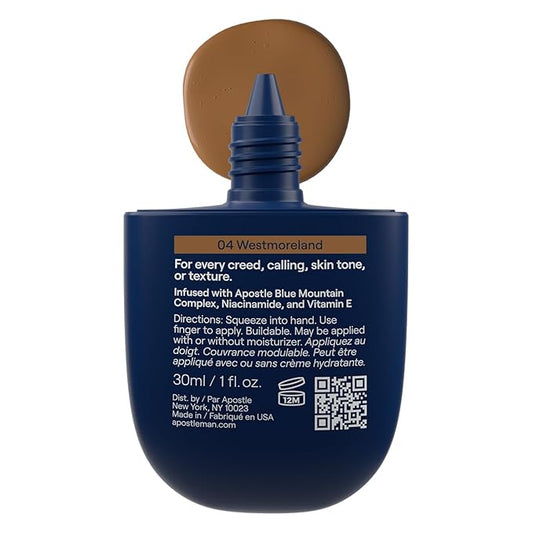 APOSTLE Reclaim Tinted Moisturizer for Men (4 Westmoreland) - Niacinamide, Vitamin E, Squalane, Hyaluronic Acid, Tinted Face Moisturizer For Men. Hydrates, Evens Skin Tone, 1 Fl. Oz.