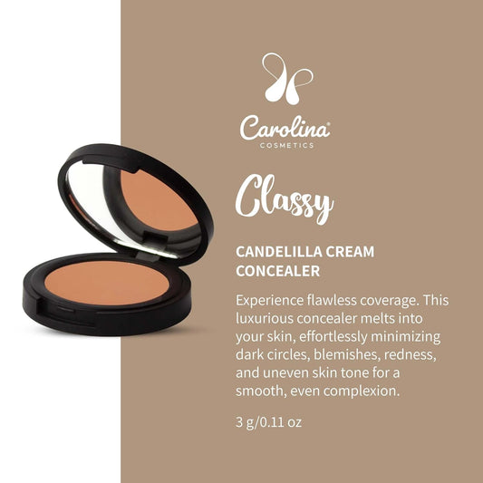 Candelilla Cream Concealer in Classy Color - Vegan, Non-GMO - Minimizes Dark Circles, Blemishes & Uneven Skin Tone - 0.11 oz