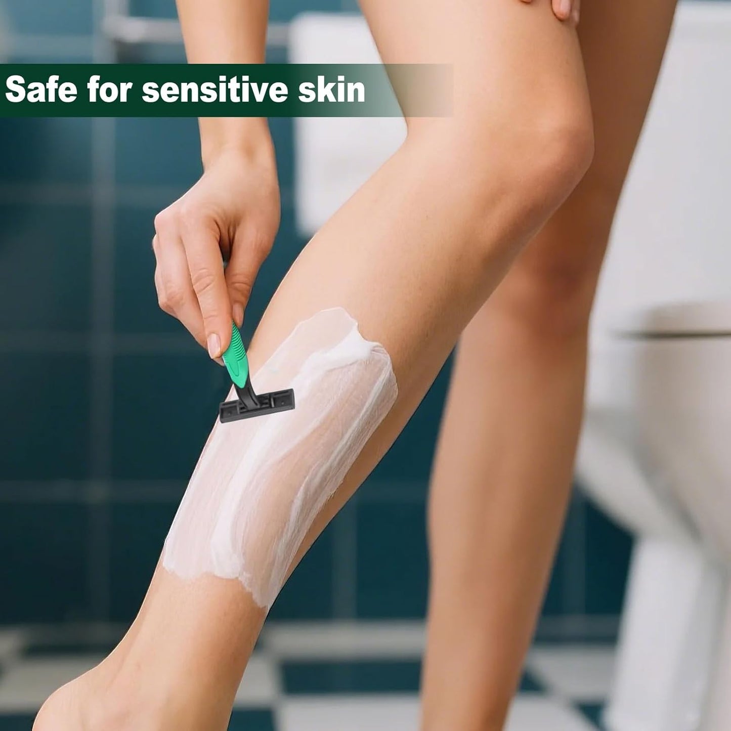 Disposable Twin Blade Razors in Bulk, Individually Wrapped - Clear Safety Cap, For Homeless, Hotel, Airbnb, Travel (pack of 400,green)