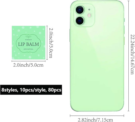 CRASPIRE Lip Balm Labels 80pcs Homemade Lip Balm Labels 2” Clear Lip Balm Labels for Tubes Printable Waterproof Lip Balm Stickers Labels for Lip Balm Handcream Candle Container(British Style-Color)
