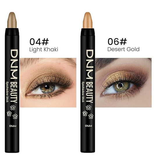 Kaely 2Pcs Cream Eyeshadow Stick Set for Eyes,Light Khaki & Desert Gold Shimmer Pen,Eye Brightener Halloween Makeup,sombras para ojos,Smooth Eye Shadow Highlighter Crayon Pencil Waterproof,04+06