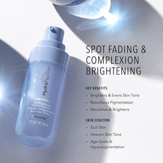 HydroPeptide LumaPro-C Face Serum, Peptide & Pigment Complexion Corrector, Nourish Skin, 1 Ounce